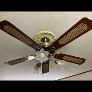 Vintage ceiling fan and light fixture. Beautiful detail.